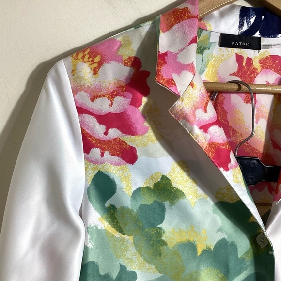 Natori Womens Floral Satin 2pc Pajama Set Size S Designer Chic Silky Ankle Pant - Picture 7 of 16